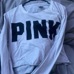 sky blue PINK crop long sleeve